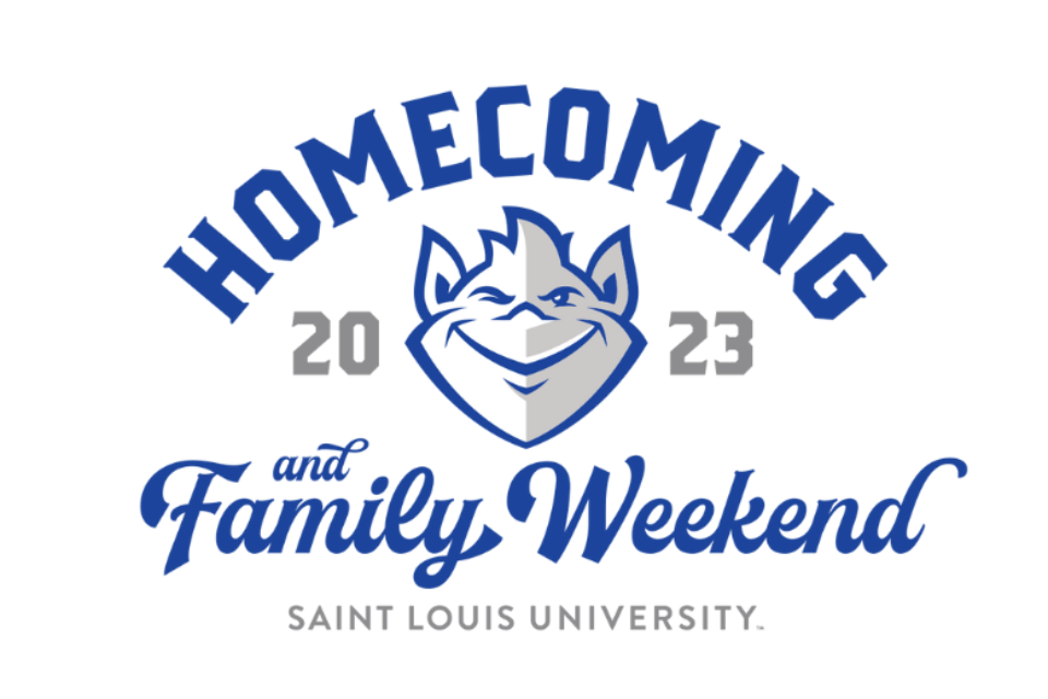 Text reading 2023 Homecoming & Family Weekend, 91女神, with the Billiken mascot logo